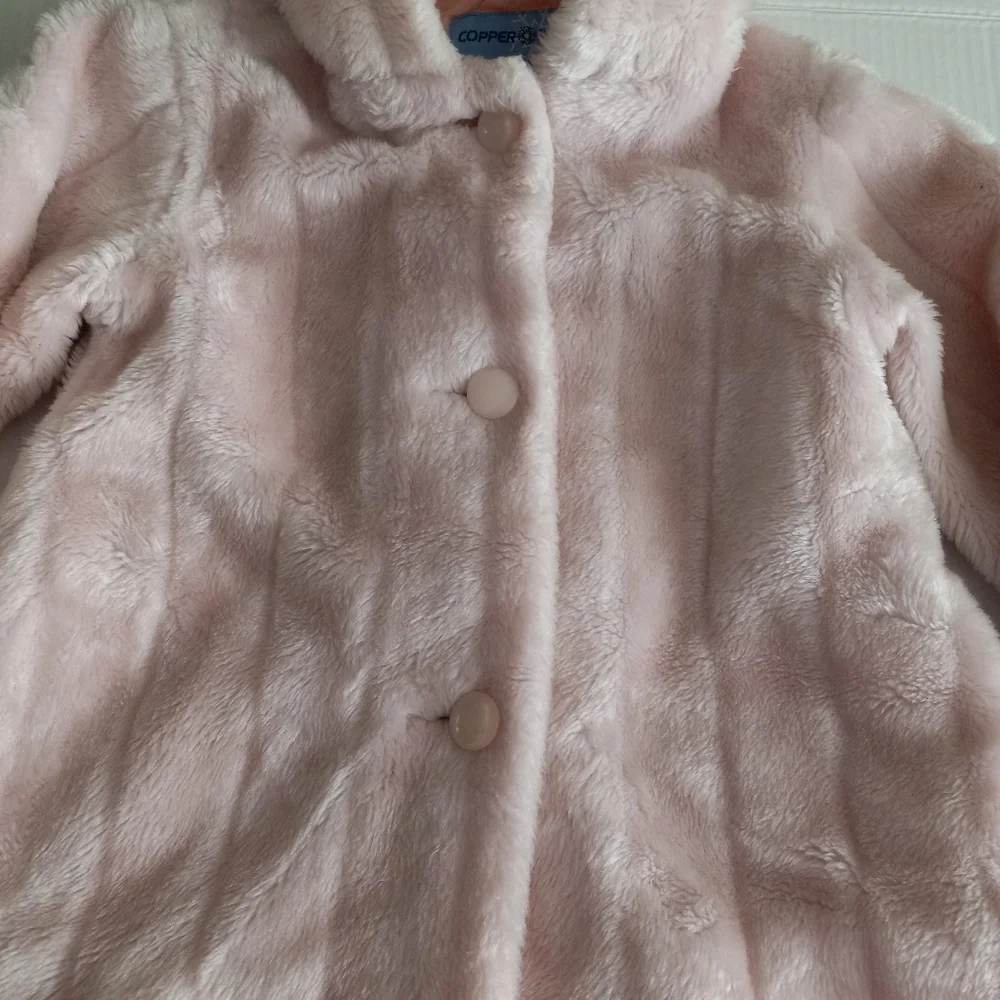 Copper Key girls soft furry button up pale pink winter coat